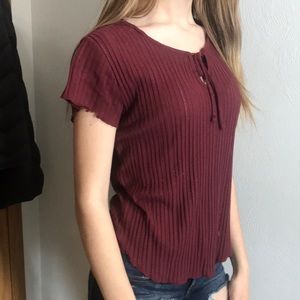 Maroon ribbed top